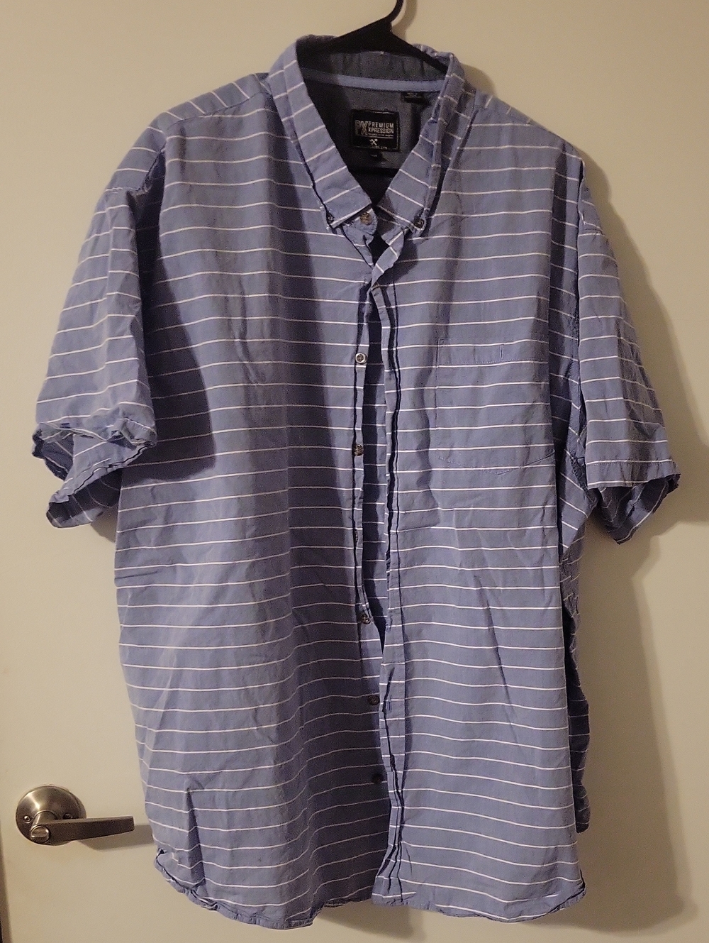 Light Blue Striped Short-Sleeve Button-Down Shirt